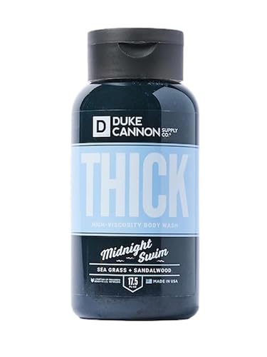 Duke Cannon Thick Body Wash - Midnight Swim, Men’s Body Wash for Deep Clean, Fresh Scent, Large 17.5 oz Bottle, Sulfate-Free, Moisturizing Formula