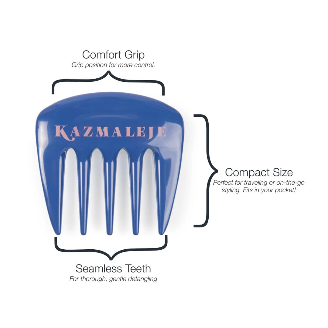 KAZMALEJE Detangling & Styling Pick for Curly, Kinky, Coily Hair | Reduces Frizz, Adds Volume | For Women, Kids & Men