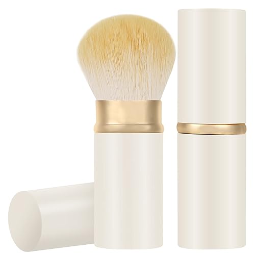 Falliny Retractable Kabuki Makeup Brush, Travel Face Blush Brush, Portable Powder Foundation Sunscreen Brush with Cover for Blush, Bronzer, Buffing