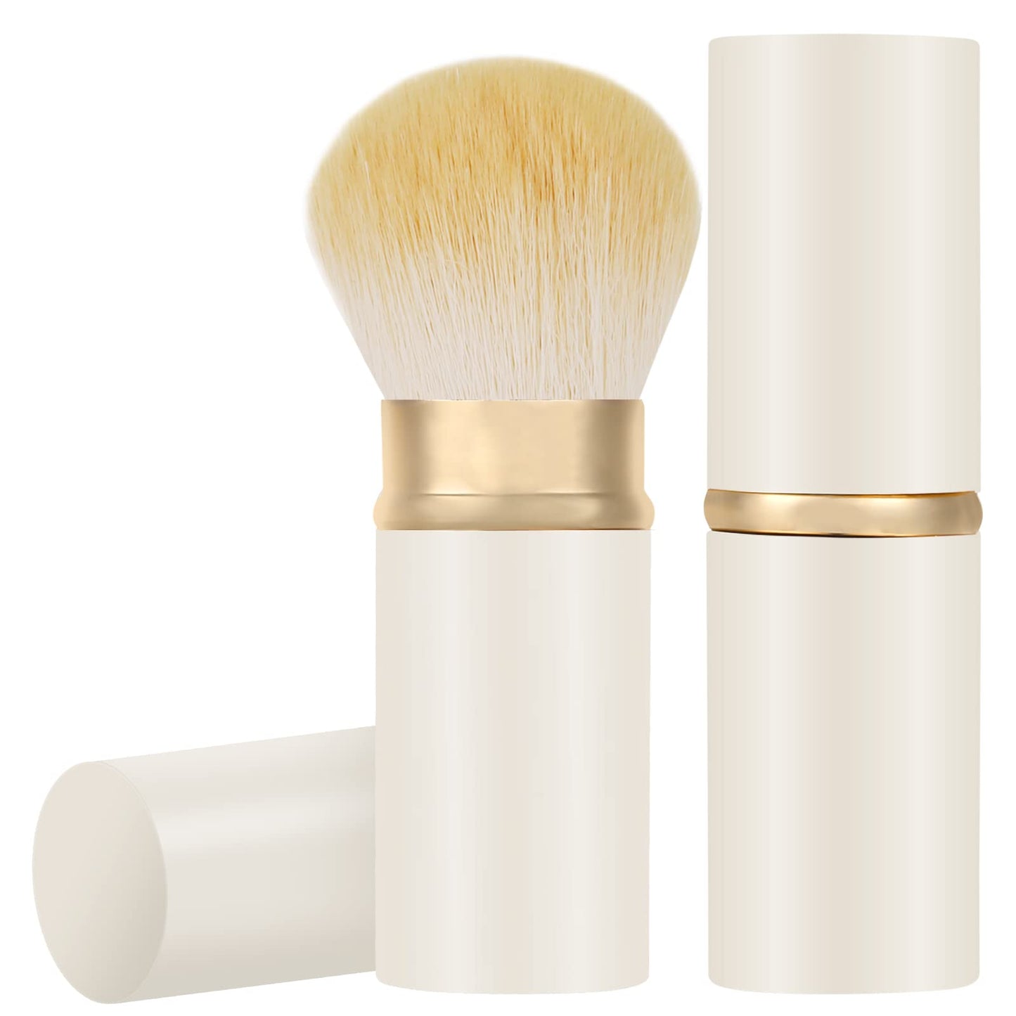 Falliny Retractable Kabuki Makeup Brush, Travel Face Blush Brush, Portable Powder Foundation Sunscreen Brush with Cover for Blush, Bronzer, Buffing