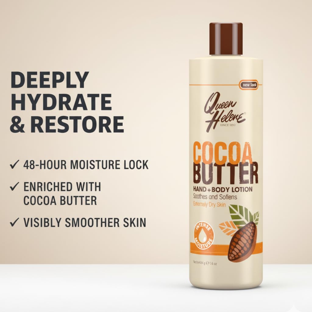 Queen Helene Cocoa Butter Hand & Body Lotion - Ultra Moisturizing Formula for Smooth Radiant Skin, 16 oz, Pack of 3