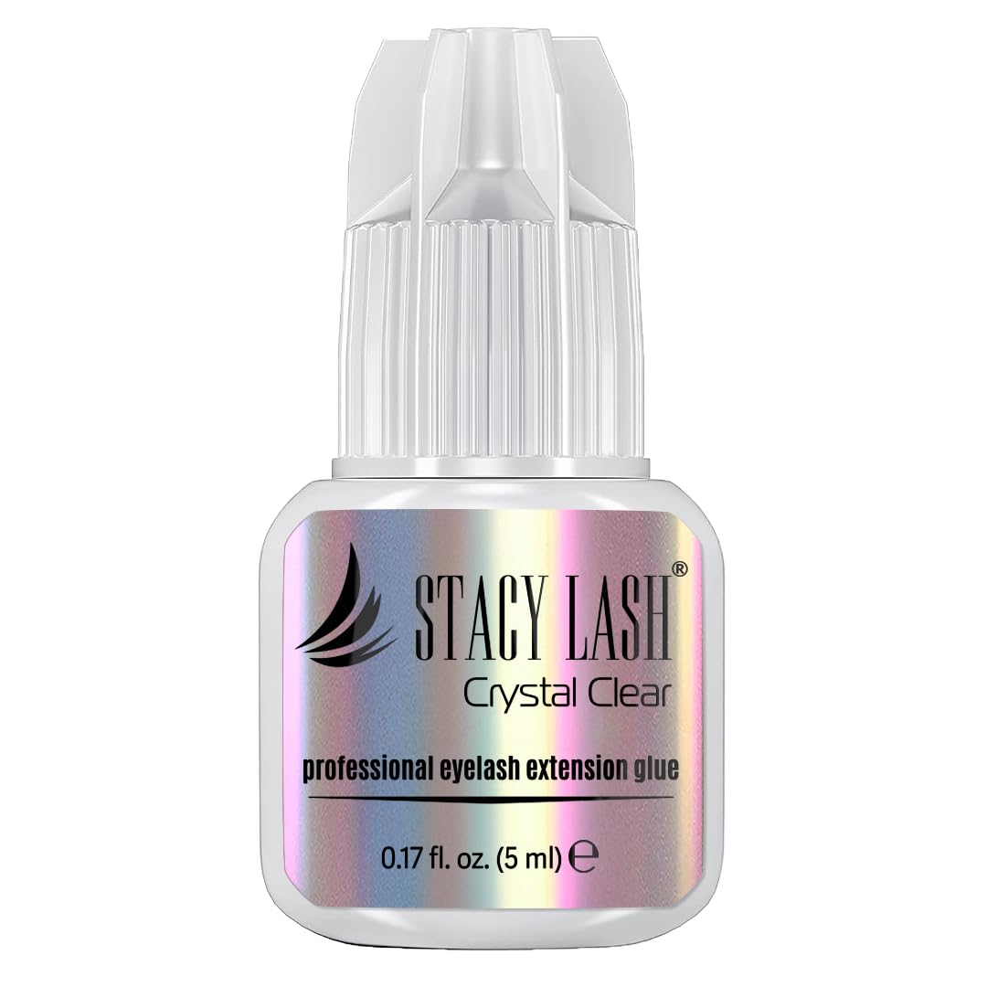 STACY LASH Crystal Clear Eyelash Extension Glue (0.17fl.oz/5ml)/1 Sec Drying Time/Retention - 8 Weeks/Transparent Adhesive/Professional Supplies