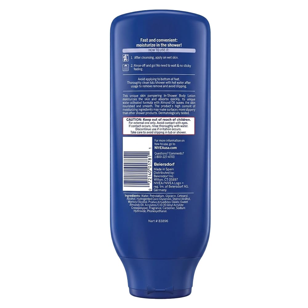 Nivea Lotion In-Shower Nourish For Very Dry Skin 13.5 Ounce (400ml) (6 Pack)