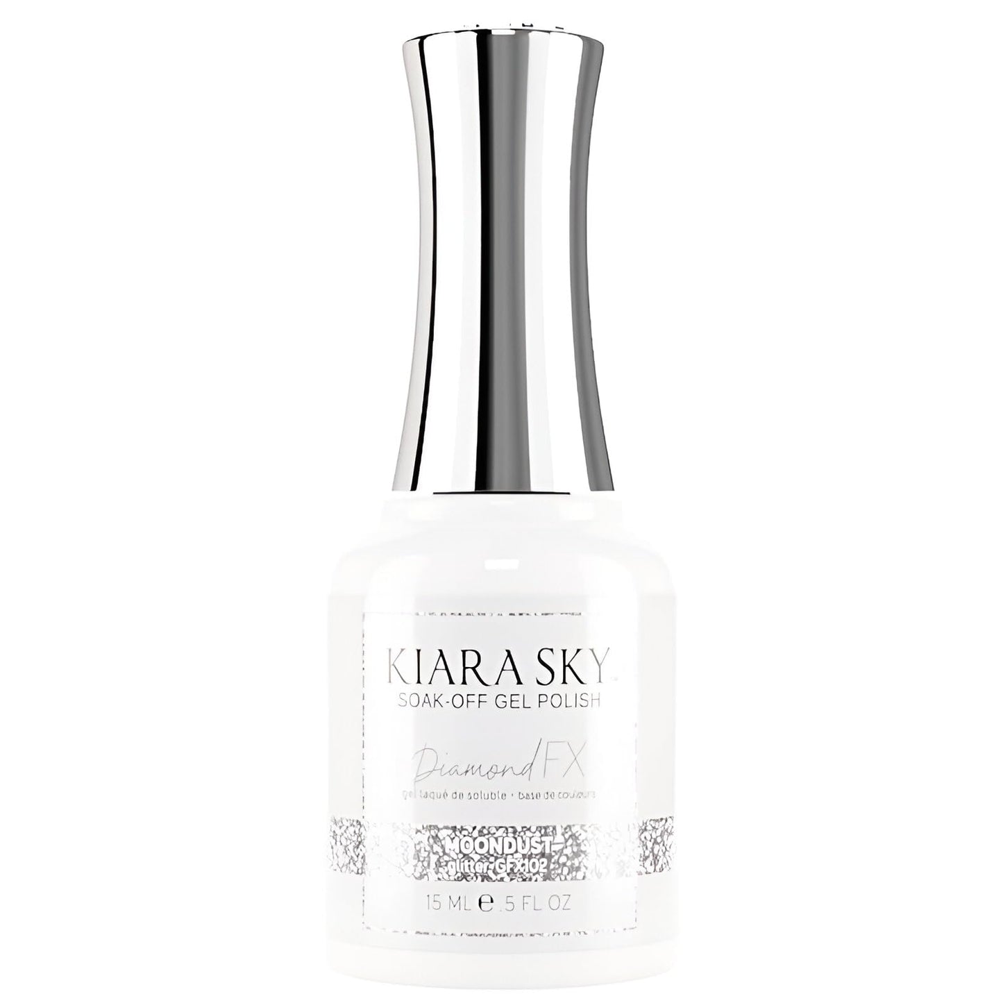 KIARA SKY Gel Polish DiamondFX Reflective Glitter Soak Off with Sparkle Diamond dust effect 0.5 fl oz, Moondust (silver metallic)