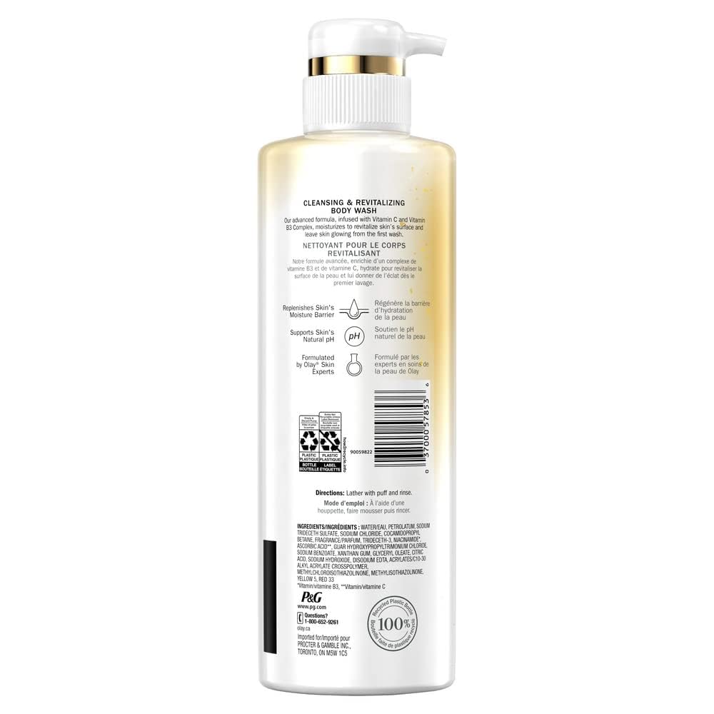 Olay Body Wash with Vitamin C & B3, Nourishing & Revitalizing, 17.9 FL.OZ (530 ml)