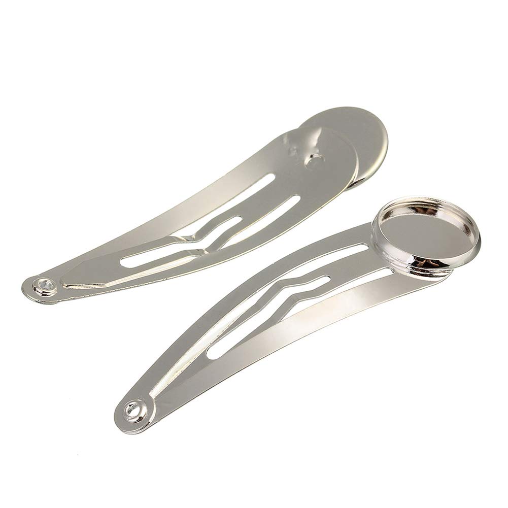 10 Pieces Metal Snap Hair Clips with Round Tray BB Hair Clips with Blanks Tray Non Slip Hair Barrettes with 12mm Round Tray for DIY Hair Accessories