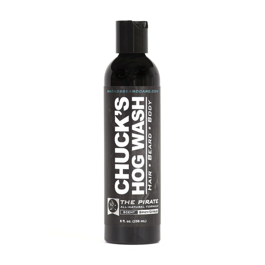 Chuck's Hog Wash - All Natural Beard and Body Wash - The Pirate Scent, 8oz - Leaves Your Beard Softer than its Ever Been and is Suitable for Daily Use Beauty & Personal Care Badass Beard Care