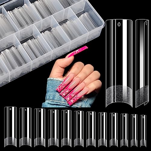 Lionvison Square Nail Tips NO C Curve, 504PCS XL Long Straight Flat Pre Shaped False Nails, Half Cover Clear Nail Tips for Acrylic Nails, French Nail Beauty and Personal Care LIONVISON Default Title