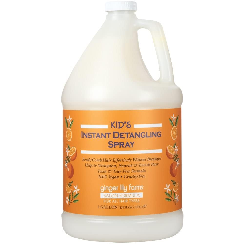 Ginger Lily Farms Salon Formula Kid's Instant Detangling Spray Refill, Hair Detangler Spray for Kids, 100% Vegan & Cruelty-Free, 1 Gallon (128 fl oz)
