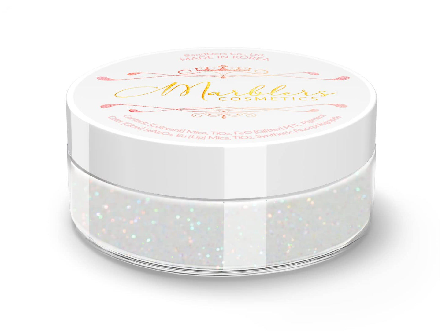 MARBLERS Holographic Face & Body Glitter [Rainbow White] 0.18oz (5g) | Fine | Non-Toxic | Vegan | Cruelty-Free | Festival, Rave & Party Makeup | Eye
