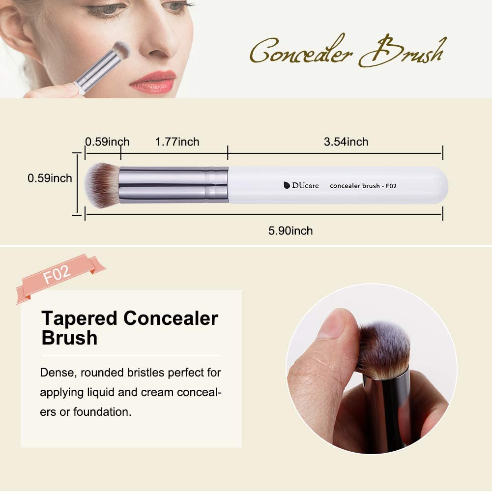 DUcare Makeup Brushes 3Pcs Foundation Contour Bronzer Brush,Concealer Brush,Blusher Powder Brush, Face Kabuki Travel Buffing Stippling Liquid Blending
