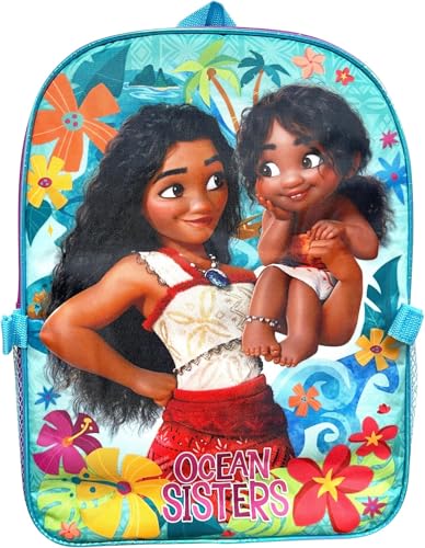 Ruz Moana Girl's 16 Inch Backpack With Removable Matching Lunch Box Set (Moana-Ocean Sisters)