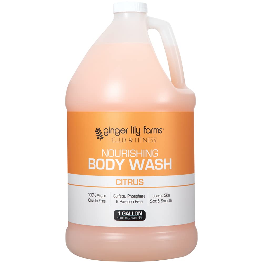 Ginger Lily Farms Club & Fitness Nourishing Body Wash, 100% Vegan & Cruelty-Free, Citrus Scent, 1 Gallon Refill (Pack of 4) Beauty & Personal Care Ginger Lily Farms