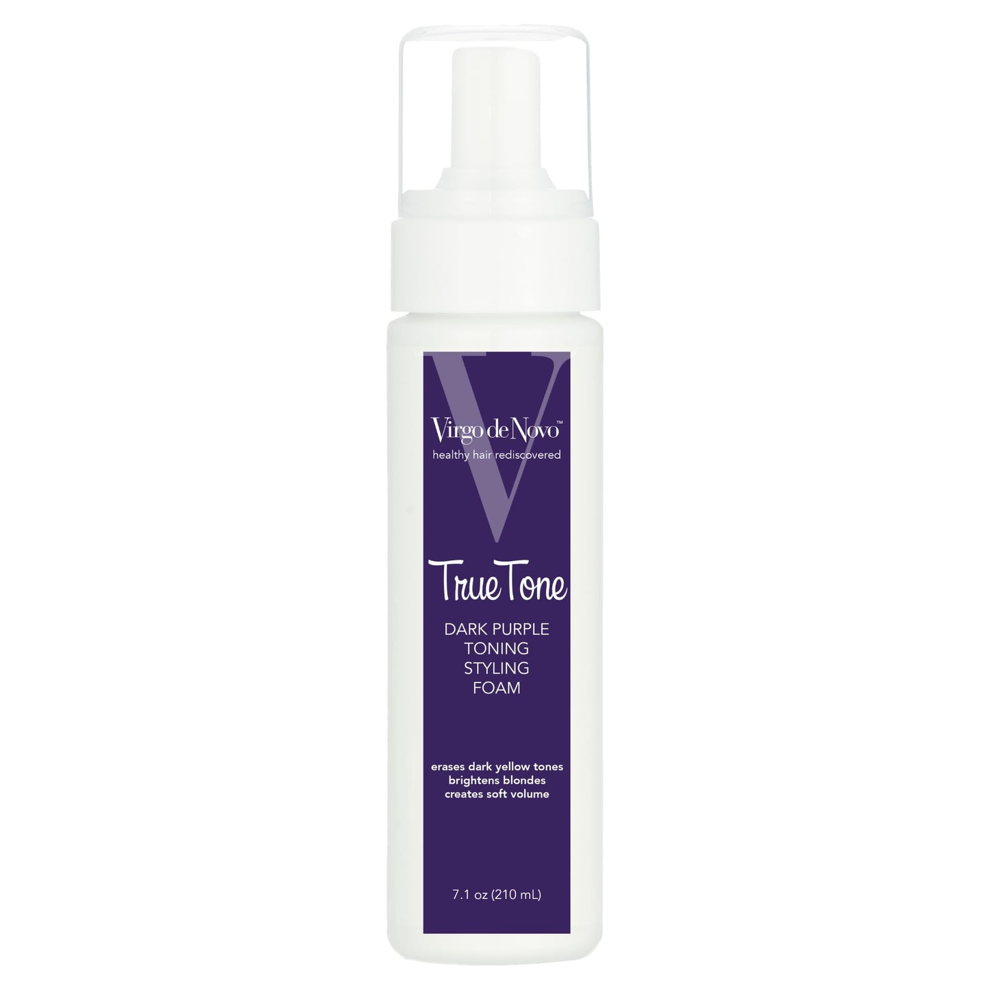 Virgo de Novo Dark Purple Toning & Styling Foam - Brightens Blondes - Brondes - Removes Dark Yellow & Brassy Tones on Balayaged, Bleached, or