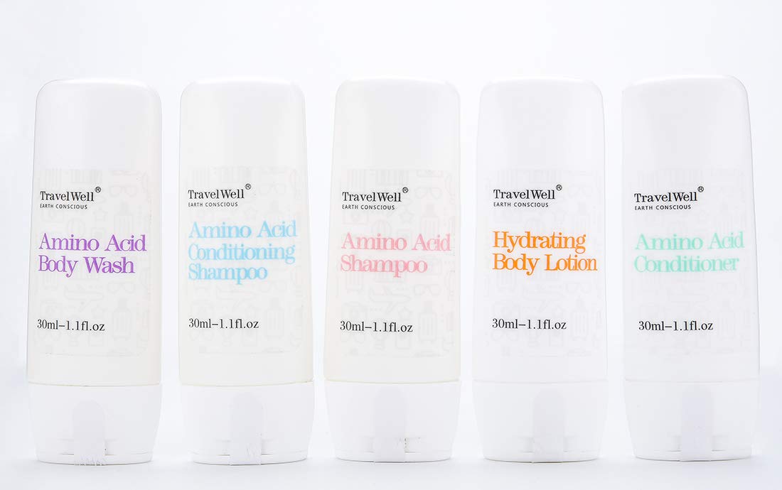 Travel Well Mini Shampoo & Conditioner Set - Amino Acid Travel Shampoo & Conditioner - Paraben-Free Mini Soap Bars Guest Bathroom Toiletries - 25