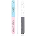 Iridesi 4 Way Finger Nail File and Buffer, Emery Boards for Natural Nails, 4 Fingernail Files in 1, Professional Filer Board and Shiners, 7 Inches