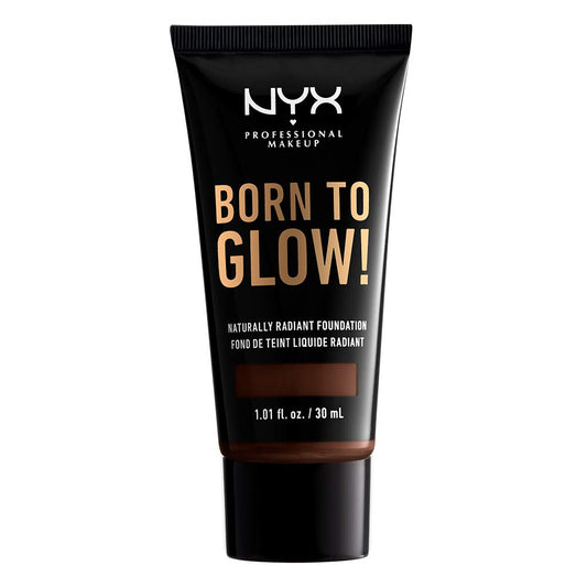 NYX PROFESSIONAL MAKEUP Born To Glow Naturally Radiant Foundation, Medium Coverage - Deep Ebony