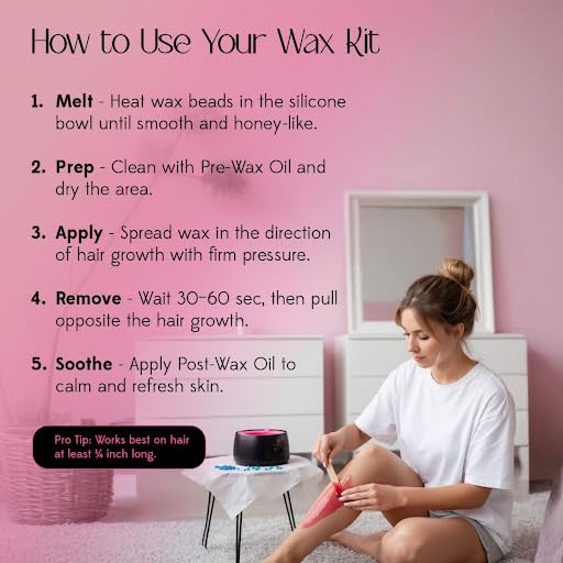 KoluaWax Premium Waxing Kit for Women - Hot Melt Hard Wax Warmer for Hair Removal, Eyebrow, Bikini, Legs, Face, Brazilian Wax - Machine, 4-Pack Beads Beauty and Personal Care KoluaWax