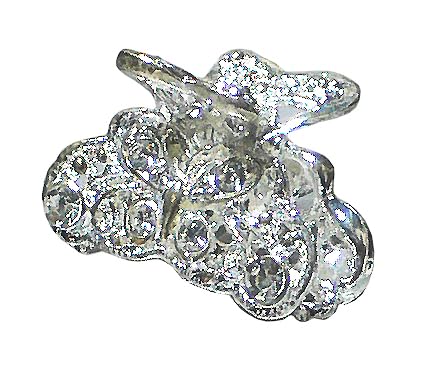 JCGY Set of 6 Mini Hair Claws Silvery White Trim Sparkly White Crystals Bridal Claw Clips 6-1-6