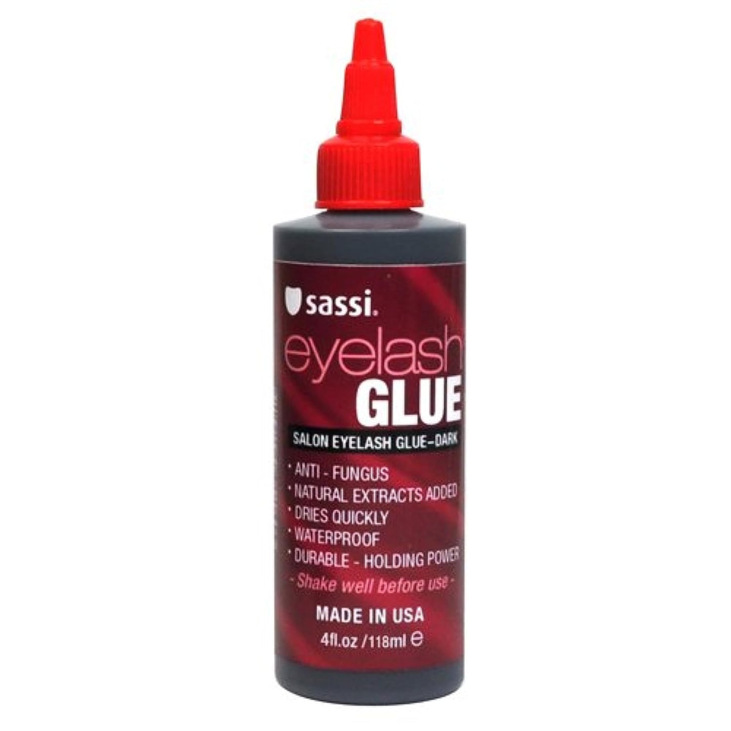 Sassi Eyelash Glue Dark 4oz | Quick-Drying, Natural Extract Formula, Waterproof, Durable Hold, Long-Lasting, Lash Adhesive | Made in USA Beauty and Personal Care Sassi Default Title