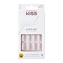 KISS Gel Fantasy Ready-to-Wear Press-On Gel Nails, “Here I Am”, Short, White, Nail Kit with 24 Mega Adhesive Tabs, Pink Gel Glue, Manicure Stick, Mini