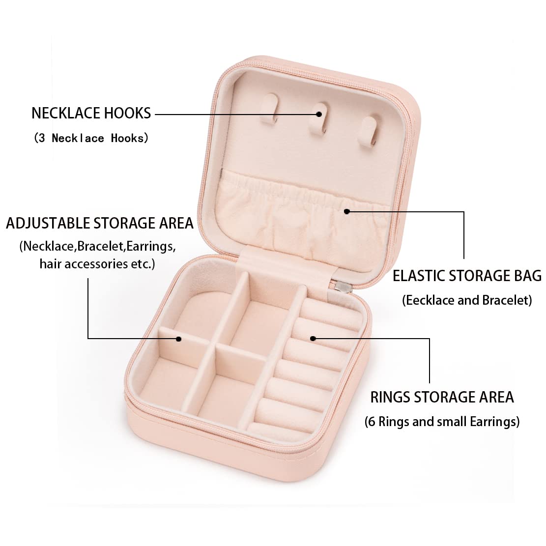VOMNA Mini Jewelry Travel Case,Small Jewelry Box,Traveling Jewelry Organizer,Portable Jewellery Storage Holder for Rings Earrings Necklace Bracelet…