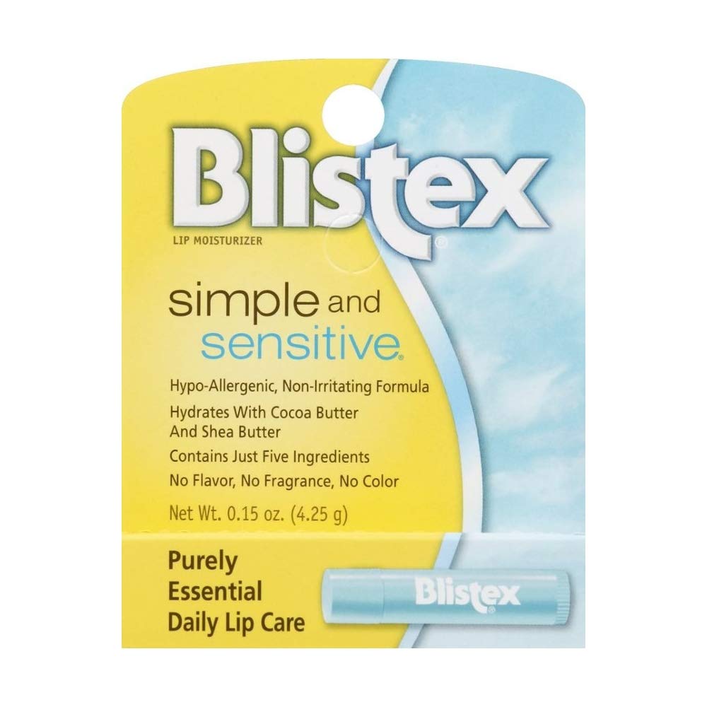 Blistex Simple & Sensitive Lip Moisturizer 0.15 oz (Pack of 8)