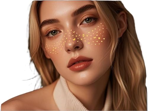Glitter Freckles Face Tattoo - Gold - Gold Glitter Freckles makeup- Glow Up Makeup Patches - Face Glitter Speckles Patches - Glitter Makeup