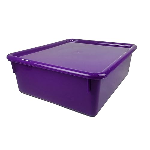 Romanoff Double Stowaway Tray with Lid, 16-inch x 13.5-inch x 5.5-inch, Purple (ROM13006)