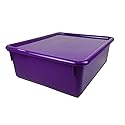 Romanoff Double Stowaway Tray with Lid, 16-inch x 13.5-inch x 5.5-inch, Purple (ROM13006)