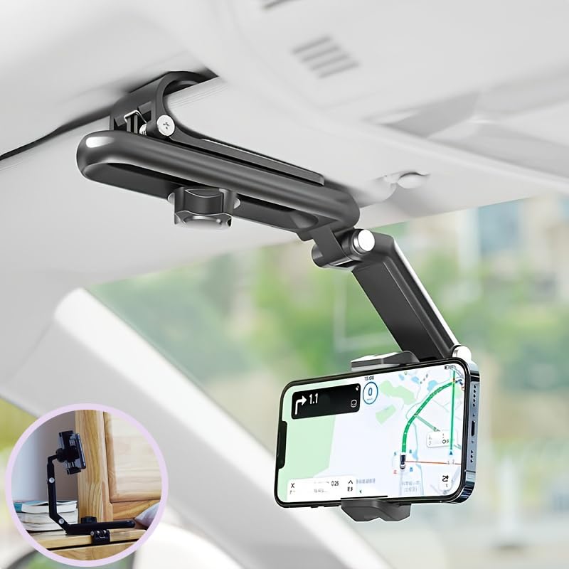 Neatblisser 360° Rotating Sun Visor Phone Holder for Car Multifunctional Sun Visor Cell Phone Holder for iPhone for Samsung for Android