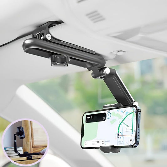 Neatblisser 360° Rotating Sun Visor Phone Holder for Car Multifunctional Sun Visor Cell Phone Holder for iPhone for Samsung for Android