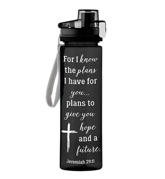 Religious Water Bottle - for I Know The Plans Jeremiah 29:11 Water Bottle, 25 Ounce