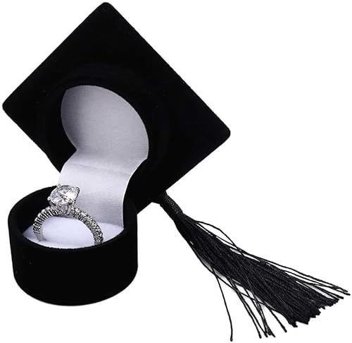 Tangseajiao 1 Pc Black Classic Graduation Ring Box - Graduation Cap Black Ring Box,Ring Storage