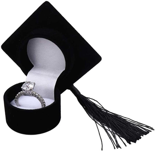Tangseajiao 1 Pc Black Classic Graduation Ring Box - Graduation Cap Black Ring Box,Ring Storage