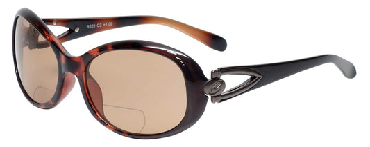 Calabria 828 Oversized Polarized BiFocal Sunglasses +2.00 Tortoise Pewter Brown Women UV Protection Bi-Focal Sunglass Readers