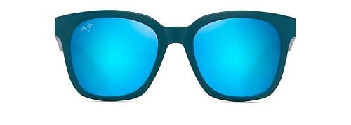 Maui Jim Men's & Women's Honua AF Polarized Cat Eye Sunglasses, Matte Petrol Blue/Blue Hawaii Polarized, Extra large