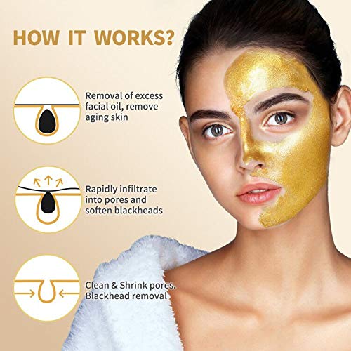 Blackhead Remover Mask, 24K Gold Peel Off Mask, Gold Facial Mask Anti-Aging, Deep Cleansing, Reduces Fine Lines? Wrinkles Great for All Skin,