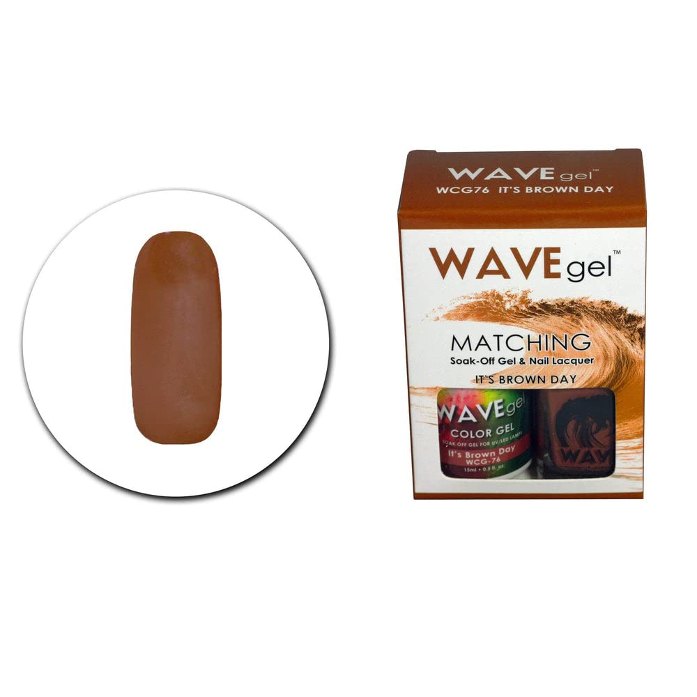 WAVEGEL Soak-0ff Gel & Nail Lacquer Matching Duo Set - It's Brown Day - WCG76-76 I 0.5 Oz Beauty & Personal Care WAVE gel