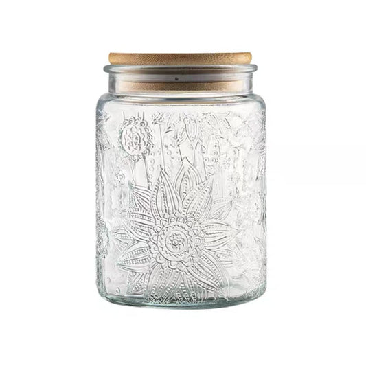 ANSQU Vintage Glass Jar with Lid, 23.7oz Airtight Glass Storage Canister Glass Food Storage Containers for Kitchen Counter, Pantry, Decorative Jar…