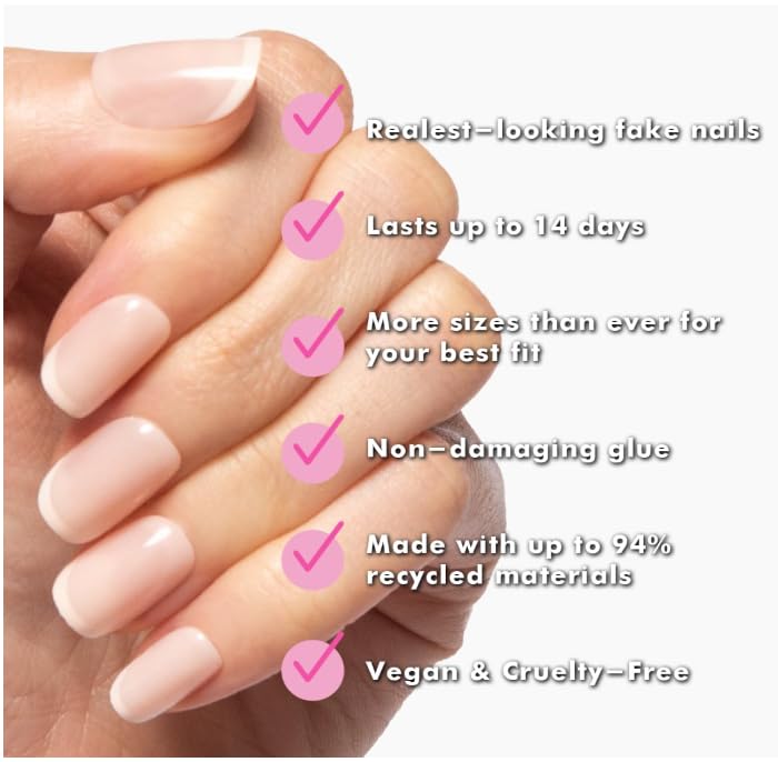 Olive & June Instant Mani Press-On Nails | (Glue) Medium, Almond 42 Fake Nails, 21 Sizes | Non-Toxic, Long-Lasting Recycled Materials Realistic Look | Beauty & Personal Care Olive & June
