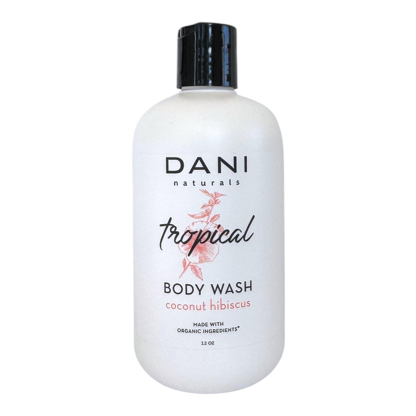 DANI Naturals Coconut Hibiscus Body Wash, Vegan Sulfate-Free, Made with Organic Ingredients,12 fl oz