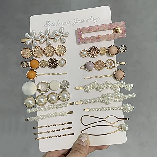 Mehayi 20 PCS Pearls Hair Clips Fashion Korean Style Acrylic ResinHairpins / Barrettes for Women and Ladies Girls Headwear Styling Tools Hair