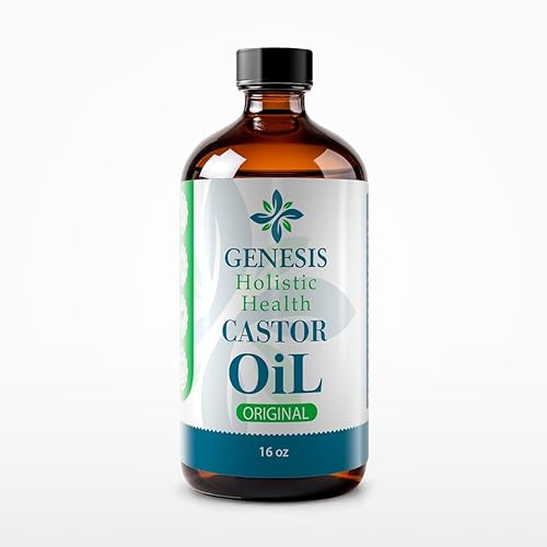 Genesis Holistic Health Organic Castor Oil - 100% Pure, Cold Pressed, Hexane Free - Nourishing Hair & Skin Oil - Eyelash & Eyebrow Growth, Deep