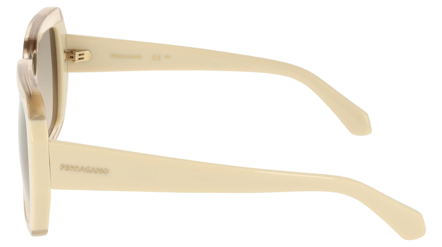 Ferragamo SF2081S 260 Transparent Beige/Beige 56/17/145 Women's Sunglasses
