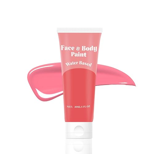 Pink Face Body Paint,Water Based Face Painting for Art Theater Halloween Party Cosplay,Sugar Skull Makeup, Clown, Costume, SFX Special Effect