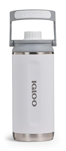 IGLOO Chug 36 Insulated Water Bottle, Stainless Steel Bottle, White, 1 Litre, Keeps Cold for up to 48 Hours