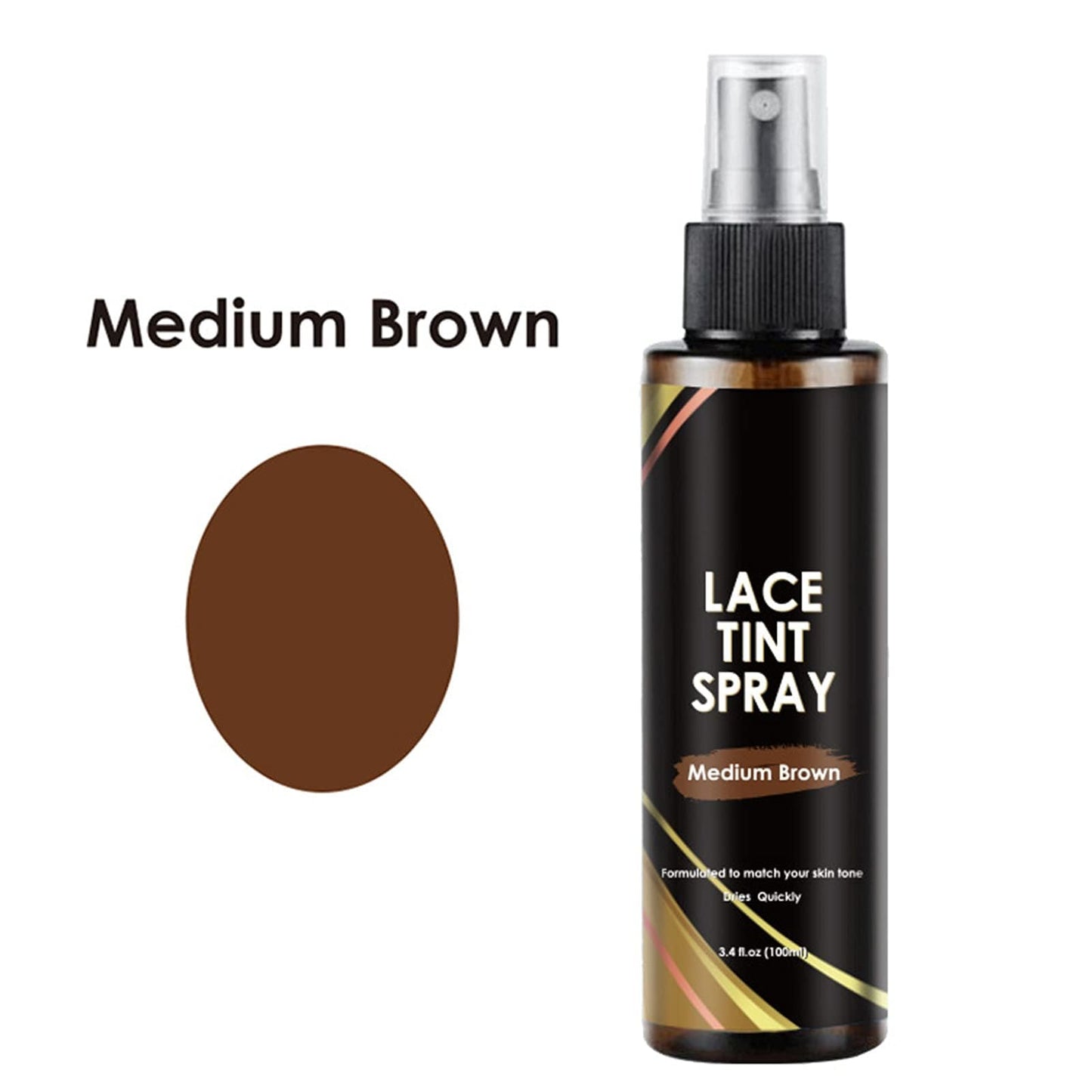 Lace Tint Spray for Wigs - Dark, Medium, and Light Brown Shades for Closures and Frontal Lace Wigs - 100ml
