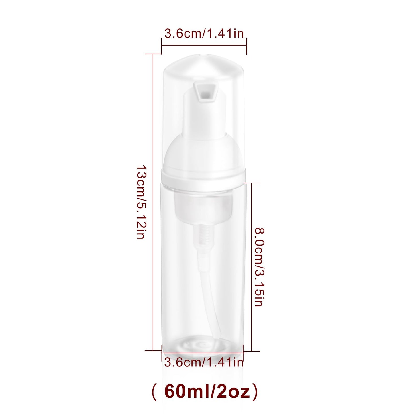 2oz Plastic Foam Pump Bottle, Empty Bottle Travel Foaming Dispenser for Hand Soap, Shampoo (3Pcs, 60ml) (Clear+Green+Pink) Beauty and Personal Care Zuihug