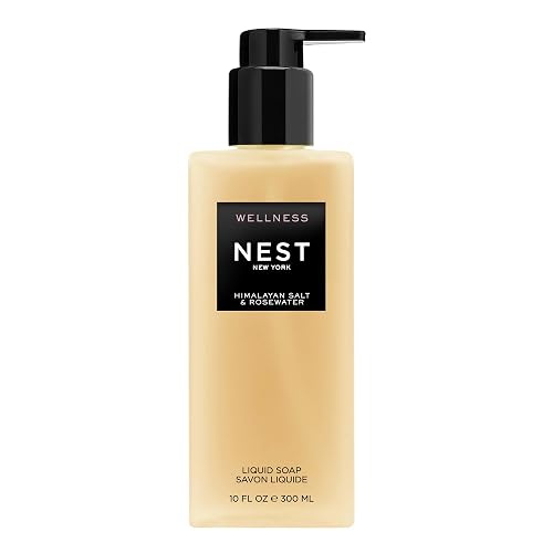 NEST New York Liquid Soap, Himalayan Salt & Rosewater - 10 fl oz - Cleanses & Nourishes Skin - Approx. 300 Pumps Per Bottle - Gluten Free & Cruelty Beauty & Personal Care NEST New York